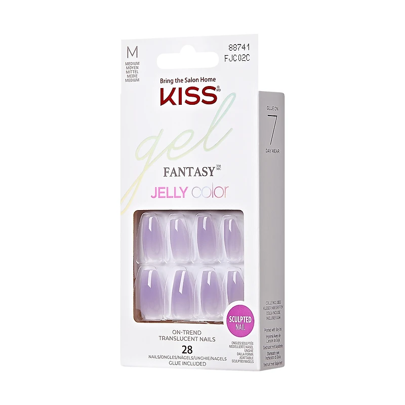 Kiss Gel Fantasy - Jelly Gellee Fake Nails, 28 Count, Long