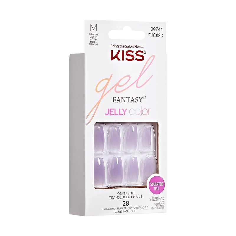Kiss Gel Fantasy - Jelly Gellee Fake Nails, 28 Count, Long