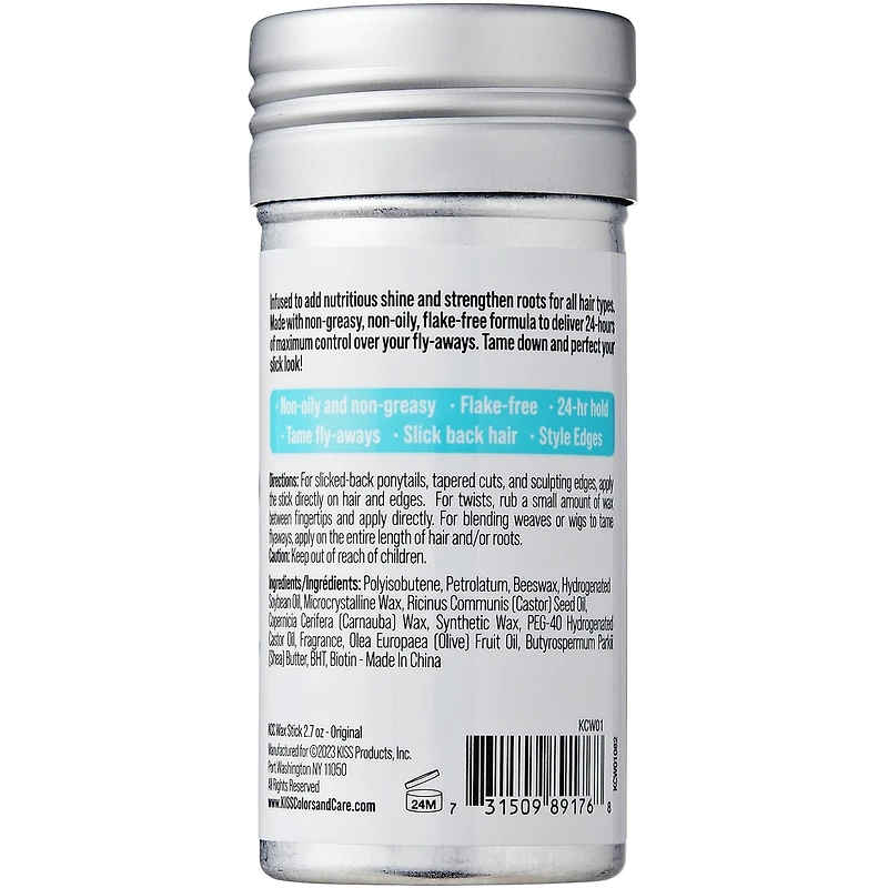 KISS Colors & Care Max Hold Hair Wax Styling Stick for Textured Hair Type, Original Scent, 2.7 oz.