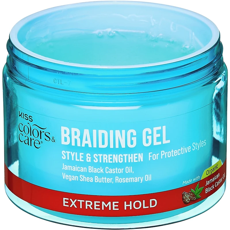 KISS Colors & Care Braiding Gel, Extreme Hold, Nourishing & Organic, 6 oz.