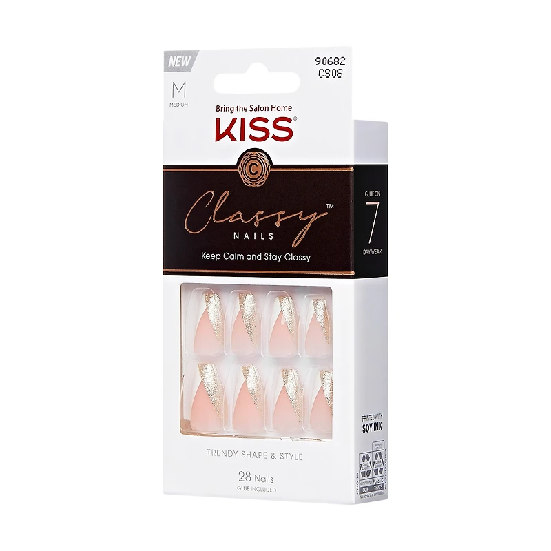 Kiss Classy Ready-To-Wear Fake Nails, 28 Count – ‘Dashing’