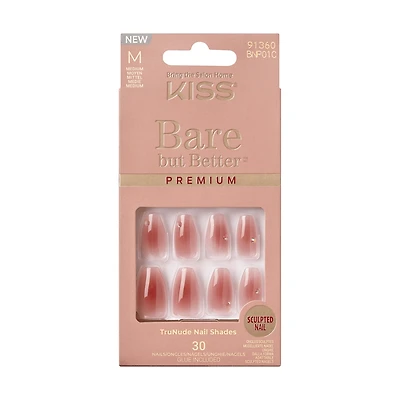 Kiss Bare But Better Premium Press-On Nails, "Shine", Pink, Medium Coffin, 33 Count