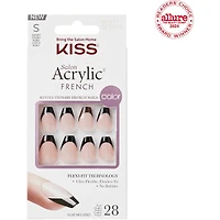 Salon Acrylic - French Bonjour Fake Nails, Short