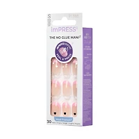 Impress French  Press-On Nails, Snooze, Blue, Short Length, Squoval Shape, 30 Count