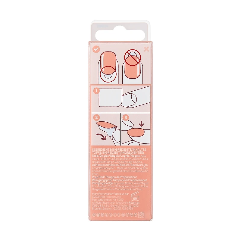 Impress Color  Press-On Nails, Instinct, Pink, Short Length, Squoval Shape, 30 Count