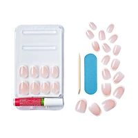 Impress French  Press-On Nails, Model, White, Short Length, Squoval Shape, 30 Count