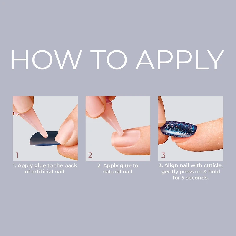 Impress French  Press-On Nails, Snooze, Blue, Short Length, Squoval Shape, 30 Count