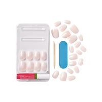 Impress French  Press-On Nails, Snooze, Blue, Short Length, Squoval Shape, 30 Count