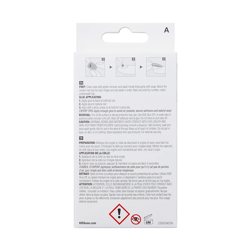 Impress French  Press-On Nails, Snooze, Blue, Short Length, Squoval Shape, 30 Count