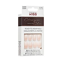 Impress French  Press-On Nails, Snooze, Blue, Short Length, Squoval Shape, 30 Count