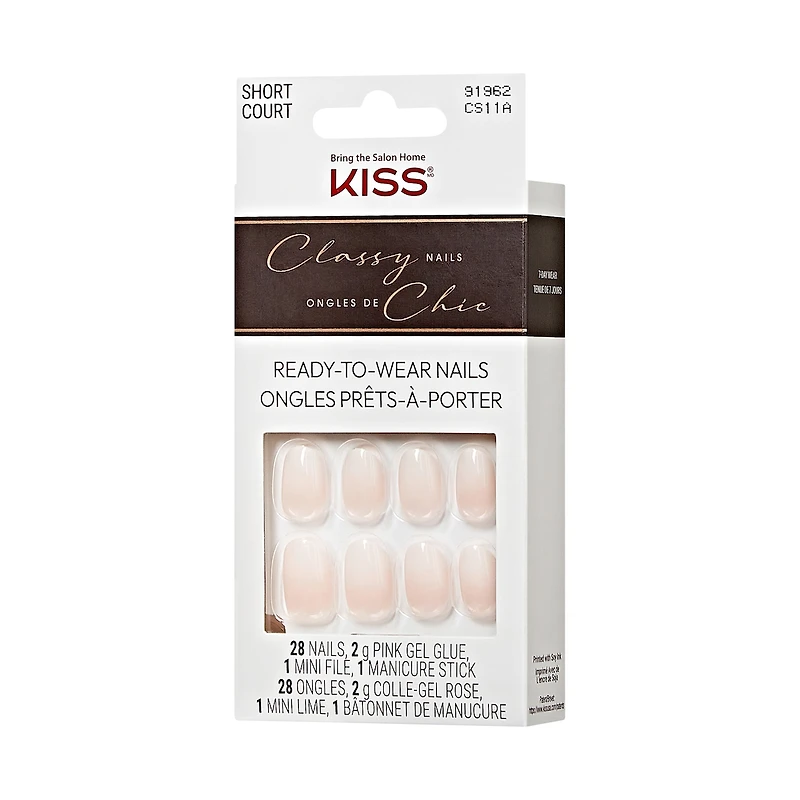 Impress French  Press-On Nails, Snooze, Blue, Short Length, Squoval Shape, 30 Count