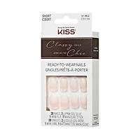 Impress French  Press-On Nails, Snooze, Blue, Short Length, Squoval Shape, 30 Count