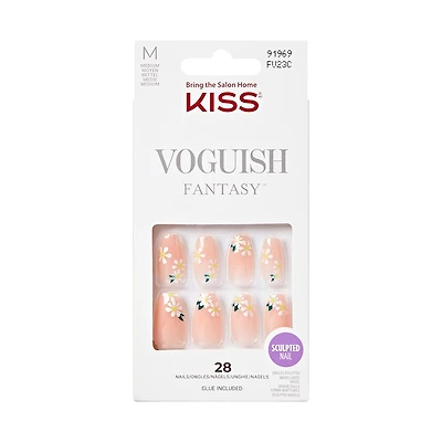 Kiss Voguish Fantasy Press-On Nails, ‘4 Wheel Drive’, Nude, Medium Coffin, 31 Count