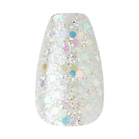 Kiss Gel Fantasy Dreamdust Press-On Nails, "Mood Dust", White, Short Coffin, 31 Count