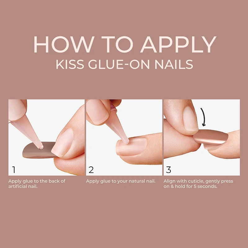 Kiss Bare But Better Premium, Fake Nails, Stay,  Beige, Oval, Short, 30 Count