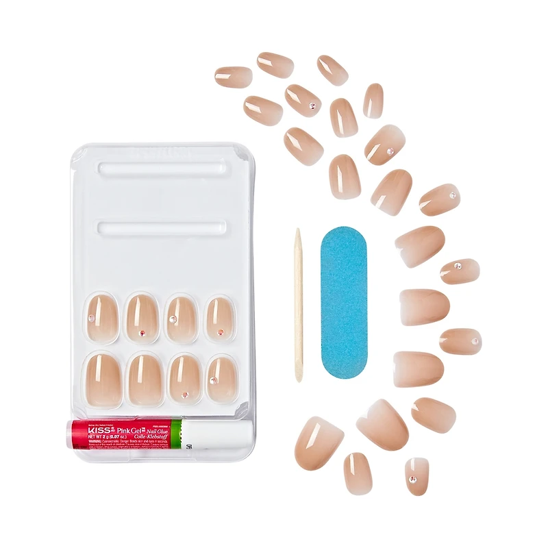 Kiss Bare But Better Premium, Fake Nails, Stay,  Beige, Oval, Short, 30 Count