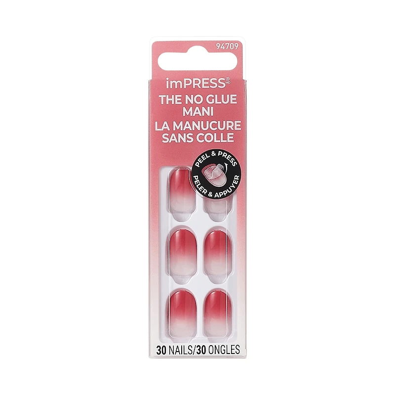 Impress Color  Press-On Nails, Instinct, Pink, Short Length, Squoval Shape, 30 Count