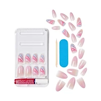 Kiss Gel Fantasy Allure, Fake Nails, Pink, Glide, Almond, Medium, 30 Count