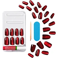 Gel Fantasy Magnetic, Fake Nails, Beatbelles,  Red, Oval, Short, 28 Count