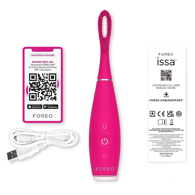 ISSA™ 4 smile en Wild Strawberry - Brosse à dents sonique hybride en silicone