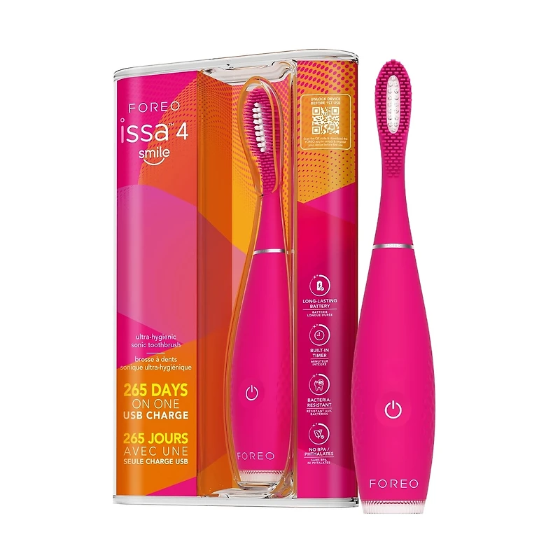 ISSA™ 4 smile en Wild Strawberry - Brosse à dents sonique hybride en silicone