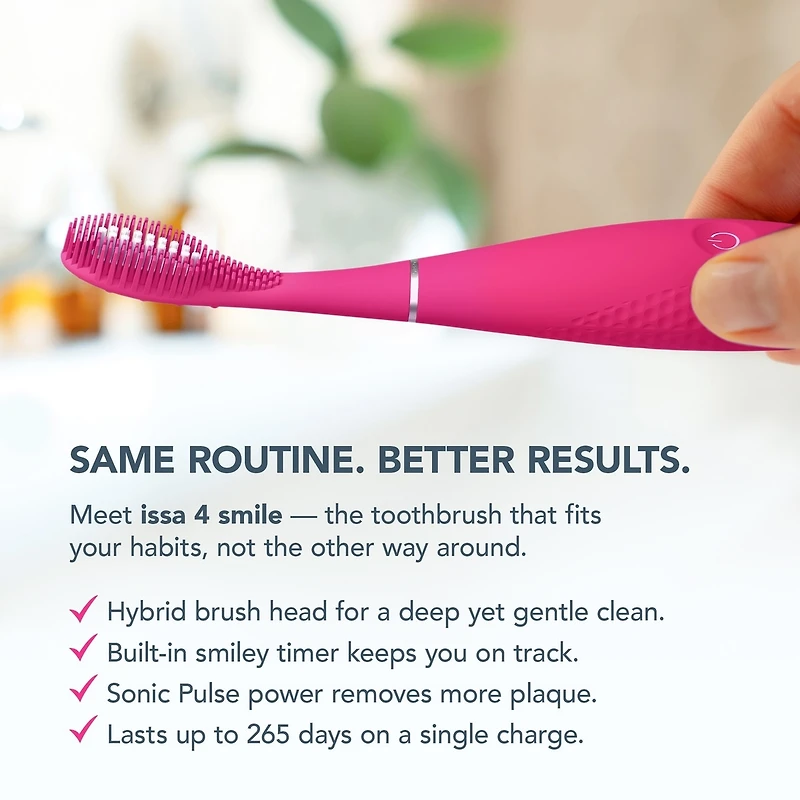 ISSA™ 4 smile en Wild Strawberry - Brosse à dents sonique hybride en silicone