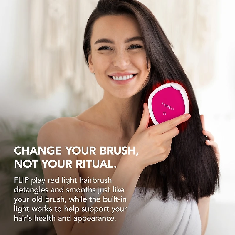 Brosse à cheveux FLIP™ lumière LED rouge en Tickle Me Pink