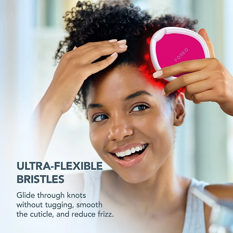 Brosse à cheveux FLIP™ lumière LED rouge en Tickle Me Pink