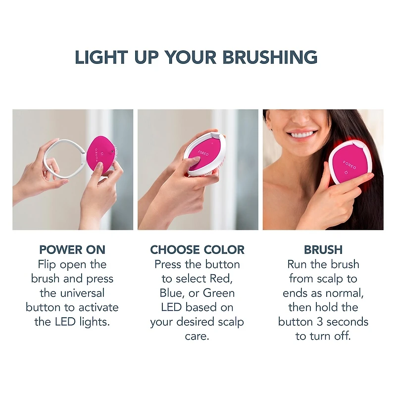 Brosse à cheveux FLIP™ lumière LED rouge en Tickle Me Pink