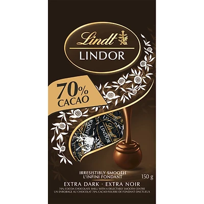 Truffes LINDOR au chocolat noir à 70 % de cacao de Lindt – Sachet (150 g)