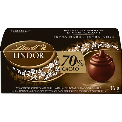Un enrobage au chocolat 70% cacao fourré de fondant onctueux extra noir