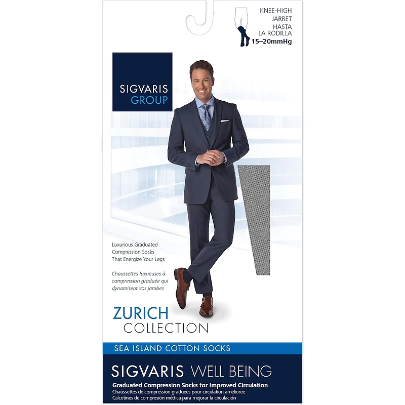 Sea Island Coton, bas de compression, homme, noir