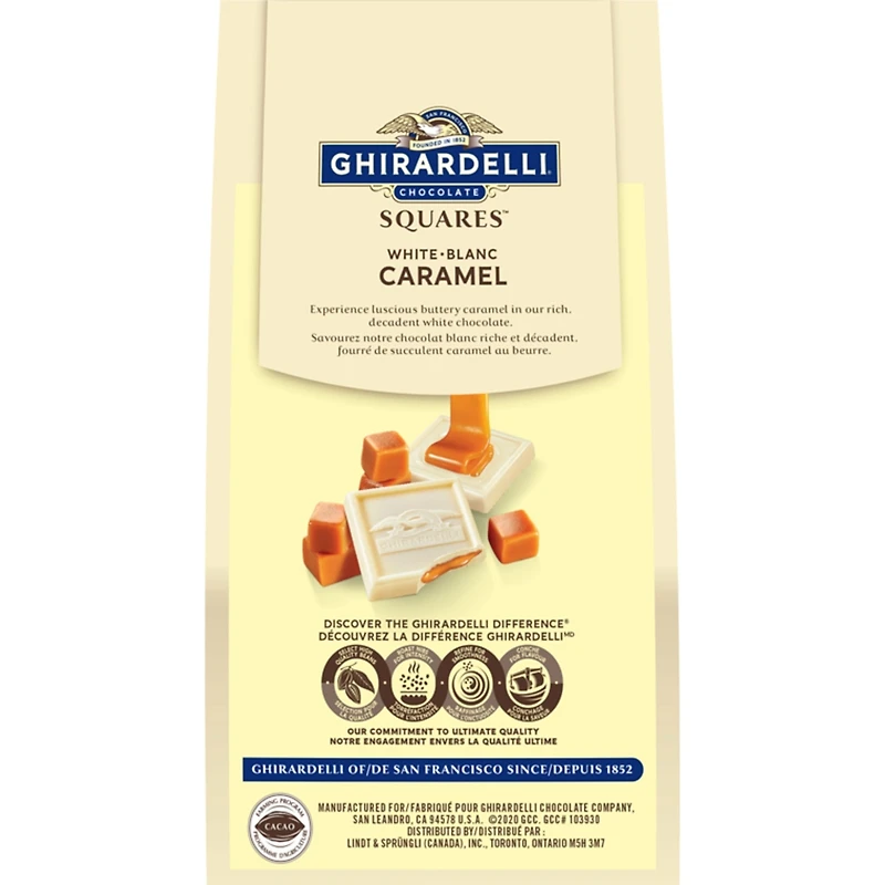 Carrés de chocolat blanc au caramel – Sachet