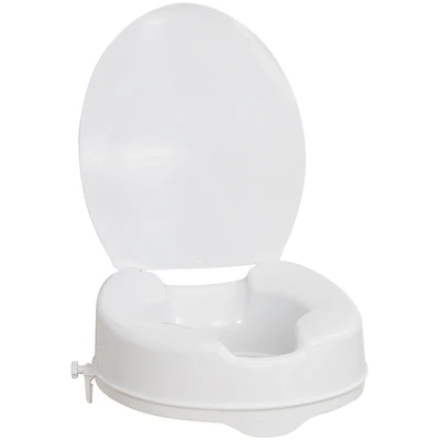Raised Toilet Seat with Lid, White, 4"