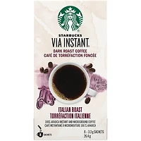 Via Instant Italian Roast, Dark Roast Coffee, 100% Arabica Instant & Microground Coffee