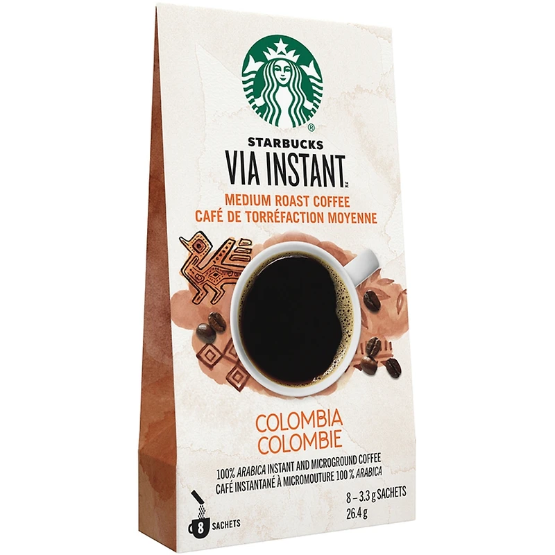 Via Instant Colombia, Medium Roast Coffee, 100% Arabica Instant & Microground Coffee