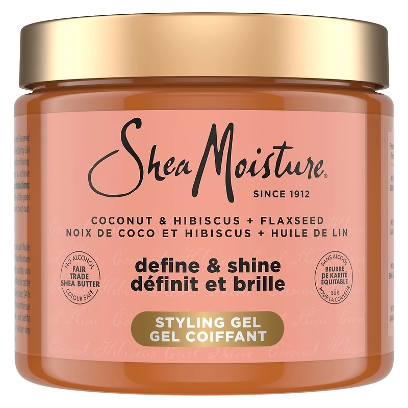 Gel Coiffant Définissant SheaMoisture  Noix de Coco et Hibiscus avec Huile de Lin