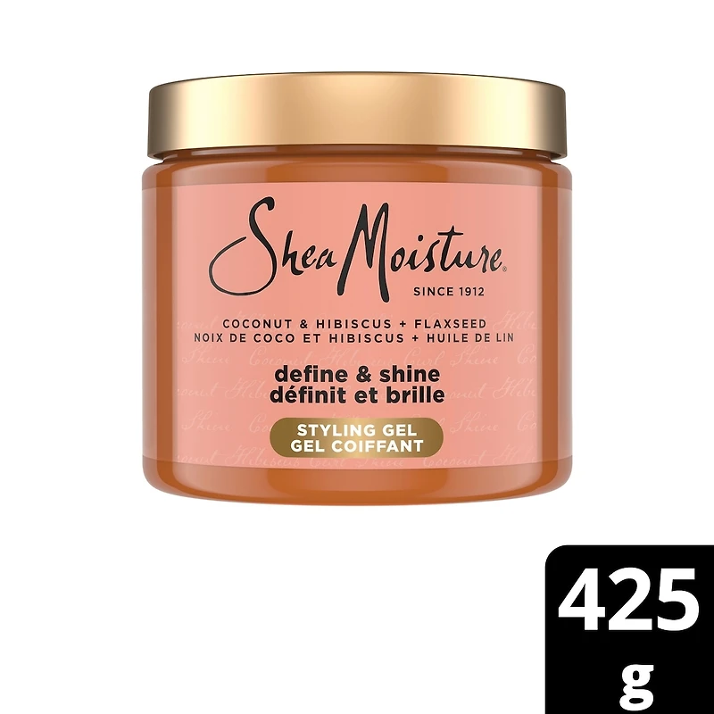 Gel Coiffant Définissant SheaMoisture  Noix de Coco et Hibiscus avec Huile de Lin