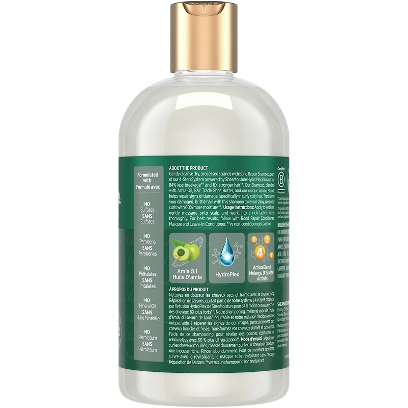 SheaMoisture  Amla Oil Bond Repair Shampoo  with Restorative Hydroplex Infusion to Strengthen Hair, 384 ML