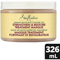 Renforcer et restaurer le masque de traitement capillaire pour les cheveux secs Conditionneur profond à l’huile de ricin noir jamaïcain avec beurre de karité, menthe poivrée et vinaigre de cidre de pomme 326 g