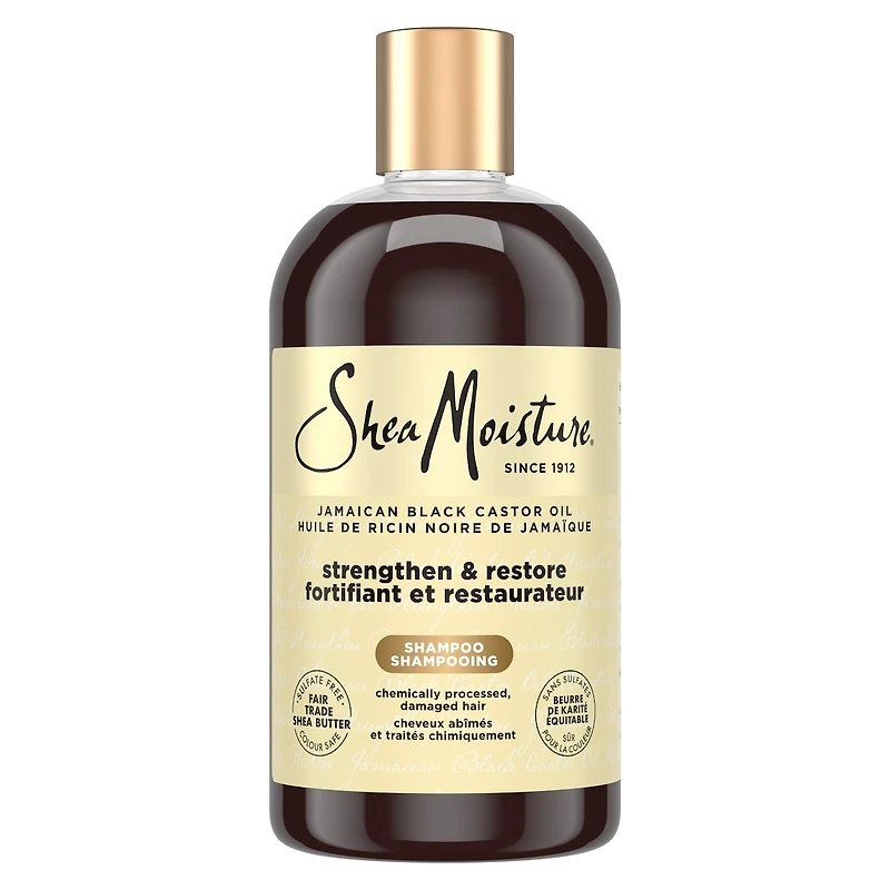 SheaMoisture Jamaican Black Castor Oil Stengthen & Restore shampoo for Damaged Hair with Shea Butter, Peppermint & Apple Cider Vinegar To Cleanse and Nourish Hair 384 ml