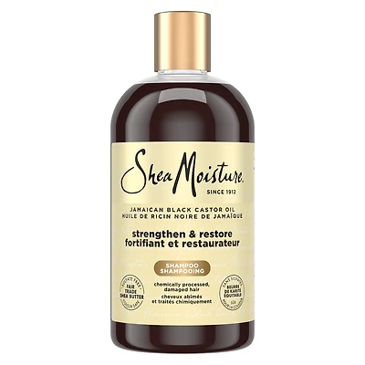 SheaMoisture Jamaican Black Castor Oil Stengthen & Restore shampoo for Damaged Hair with Shea Butter, Peppermint & Apple Cider Vinegar To Cleanse and Nourish Hair 384 ml