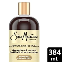 SheaMoisture Huile de Ricin Noire de Jamaïque Shampooing Fortifiant et Restaurateur pour cheveux abîmés avec beurre de karité, menthe poivrée et vinaigre de cidre de pomme nettoie et nourrit 384 ml