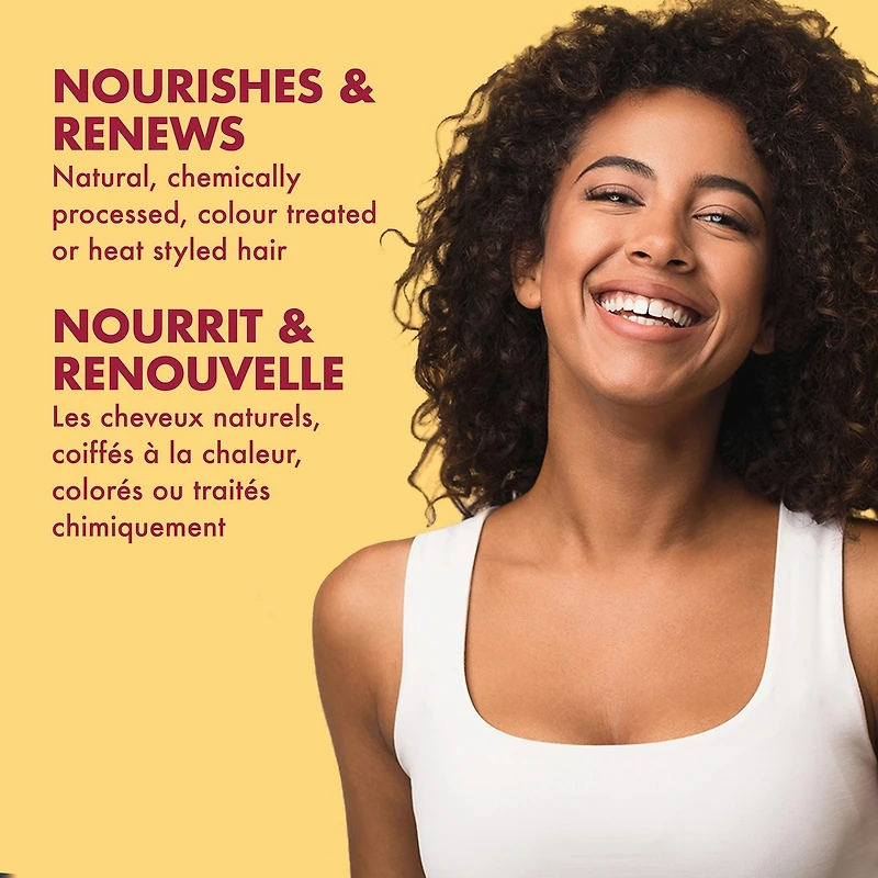 Renforcer et restaurer le revitalisant sans rincé pour les cheveux secs Huile de ricin noire jamaïcaine avec du beurre de karité, de la menthe poivrée et du vinaigre de cidre de pomme 340 ml