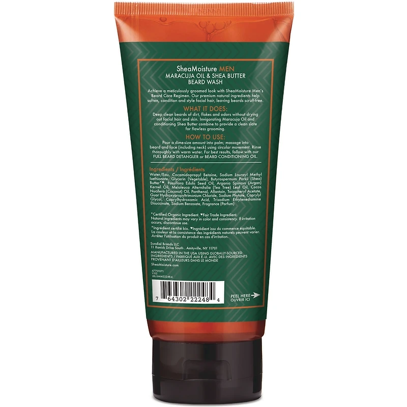 Savon à barbe pour un nettoyage en profondeur Sheamoisture Huile de maracuja et beurre de karité laissent une sensation de fraîcheur 6 oz liq.