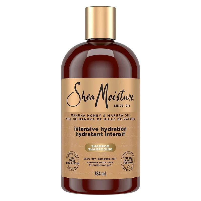 SheaMoisture Manuka Honey and Mafura Oil Intensive Hydration Shampoo for Dry, Damaged Hair with Fig Extract & Baobab Oil Sulfate-Free 384 ml
