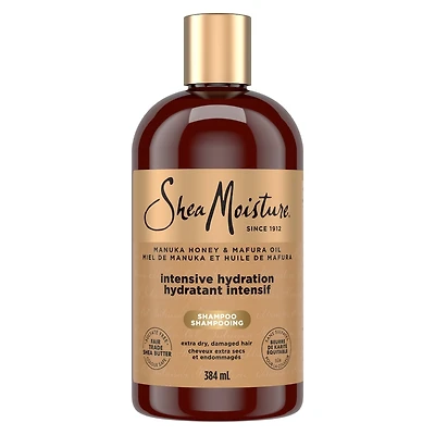 SheaMoisture Miel de Manuka et Huile de Mafura Shampooing Hydratant Intensif pour cheveux secs et endommagés avec extrait de figue et huile de baobab sans sulfates 384 ml