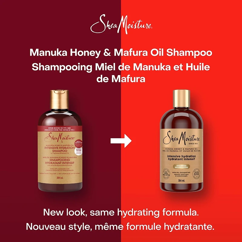 SheaMoisture Manuka Honey and Mafura Oil Intensive Hydration Shampoo for Dry, Damaged Hair with Fig Extract & Baobab Oil Sulfate-Free 384 ml