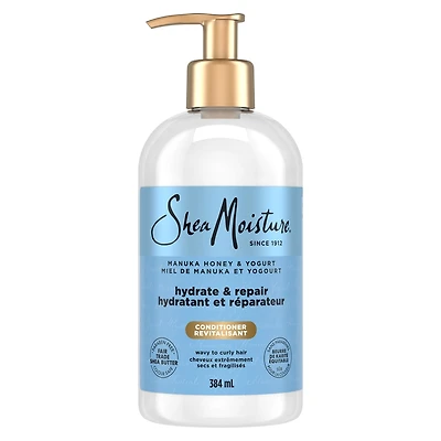 Revitalisant Hydratant et Réparateur SheaMoisture Miel de Manuka et Yogourt pour cheveux bouclés et ondulés endommagés avec huiles de mafura et de baobab 384 ml