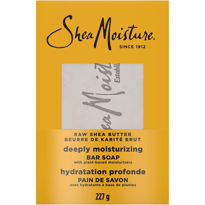 SheaMoisture  Savon en Barre Hydrate et Restaure la Peau Sèche Beurre de Karité Brut avec des nutriments de karité hydratants pendant 24 heures pour une peau saine et éclatante, 227g